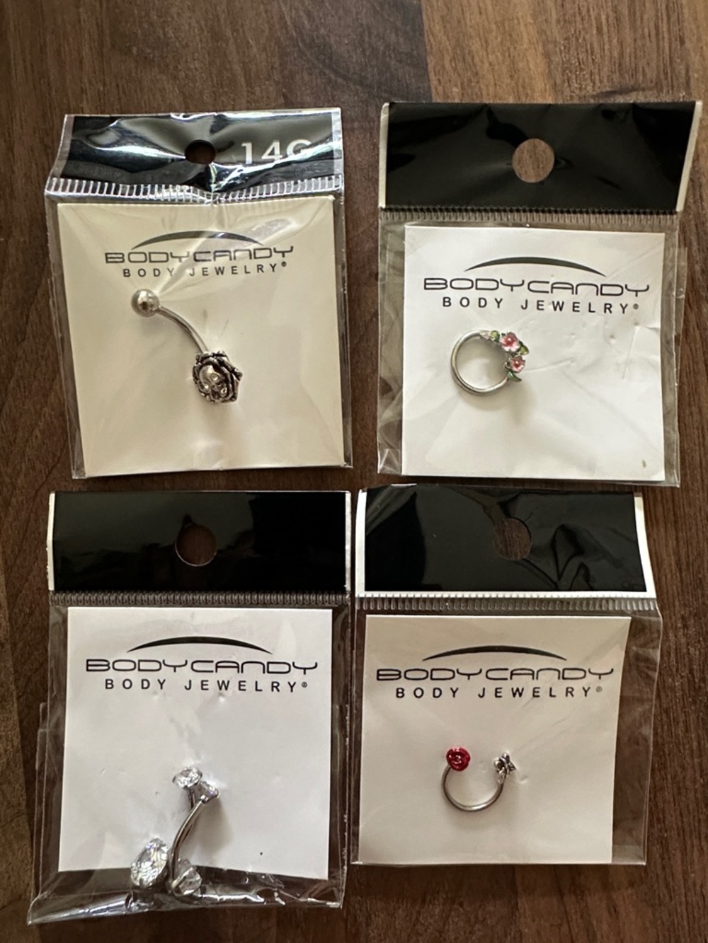 Surgical Stainless Steel Body Jelly 3 14 G Navel Rings and 2 16 G Ear/Lip Rings